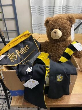 Build-A-Bear Harry Potter Hufflepuff Brown Bear with Yellow & Black Costume